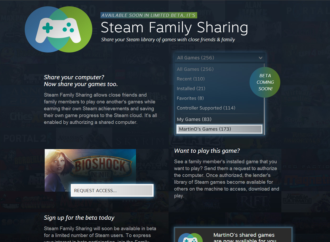 A Steam Family Sharing keretében akár 10 családtaggal és baráttal is megoszthatjuk majd játékainkat